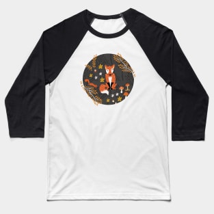 Foxes Running in a Forest of Fall Trees Baseball T-Shirt
